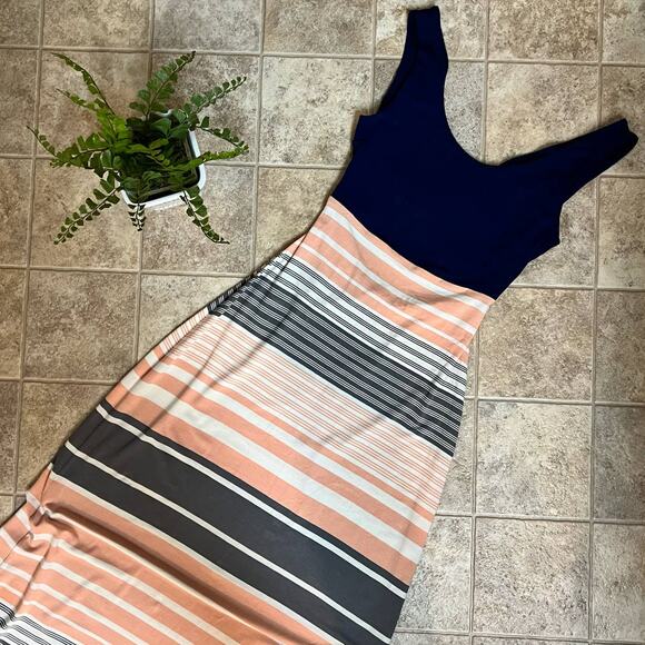 Market & Spruce Color Block Stripe Back Cut-Out Maxi Dress Size XS - Picture 3 of 15
